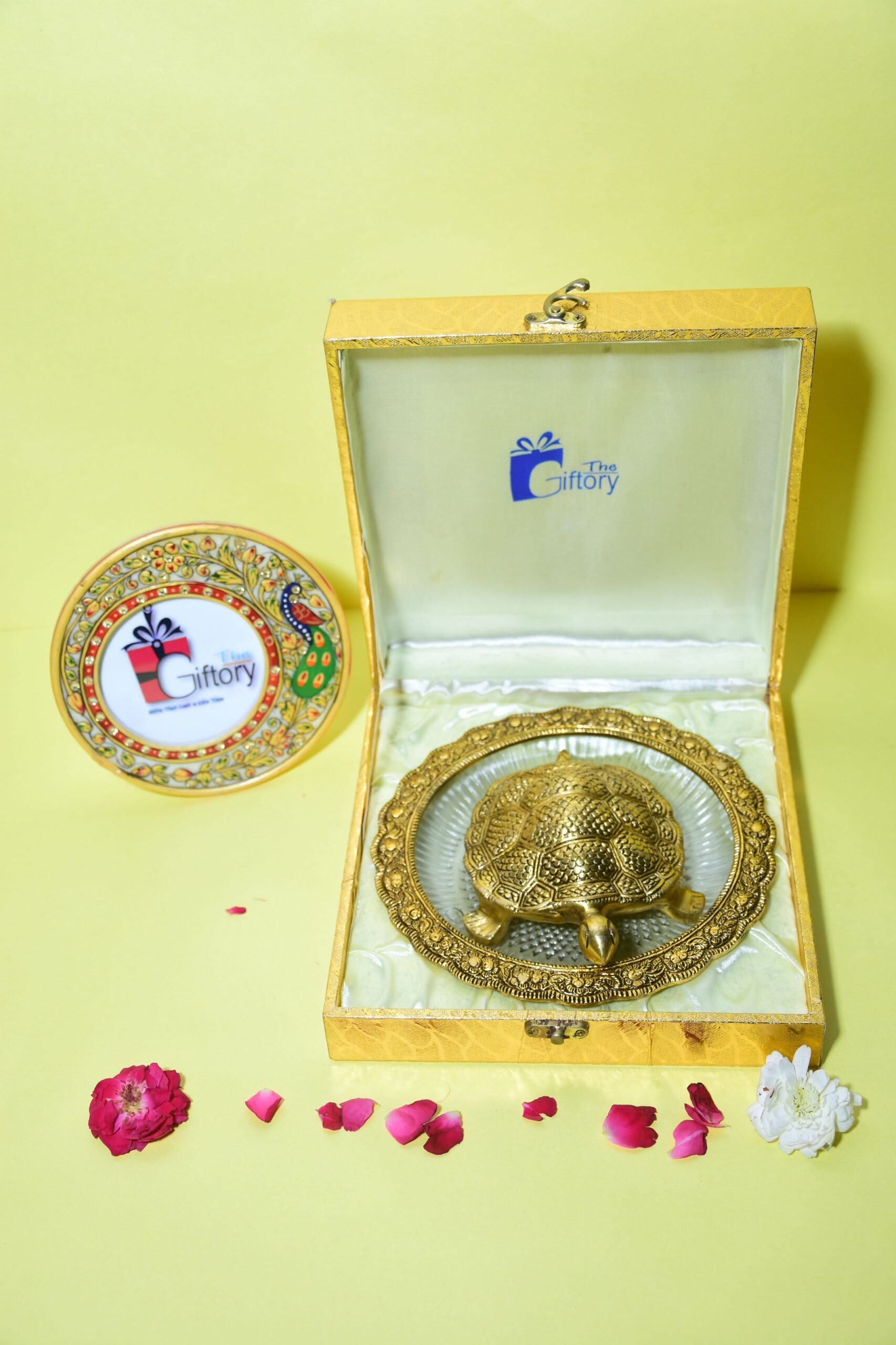 Golden Metallic, Feng Shui Tortoise On Plate, Standard