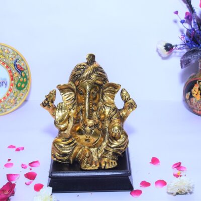 Golden Metal Lord Ganesh Idol