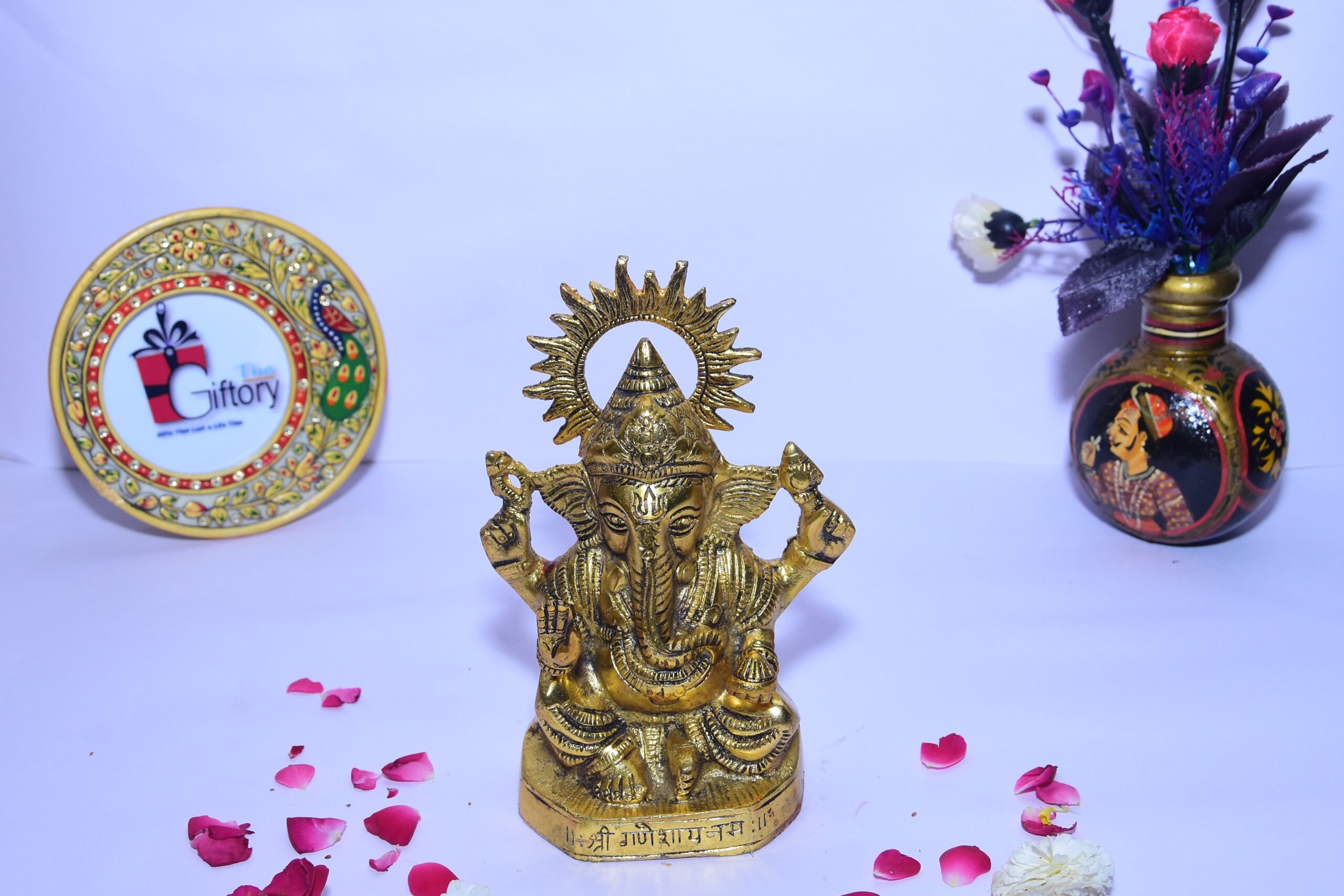 Metal Lord Ganesha Statue Hindu God GaneshIdol Spiritual Decorative Showpiece