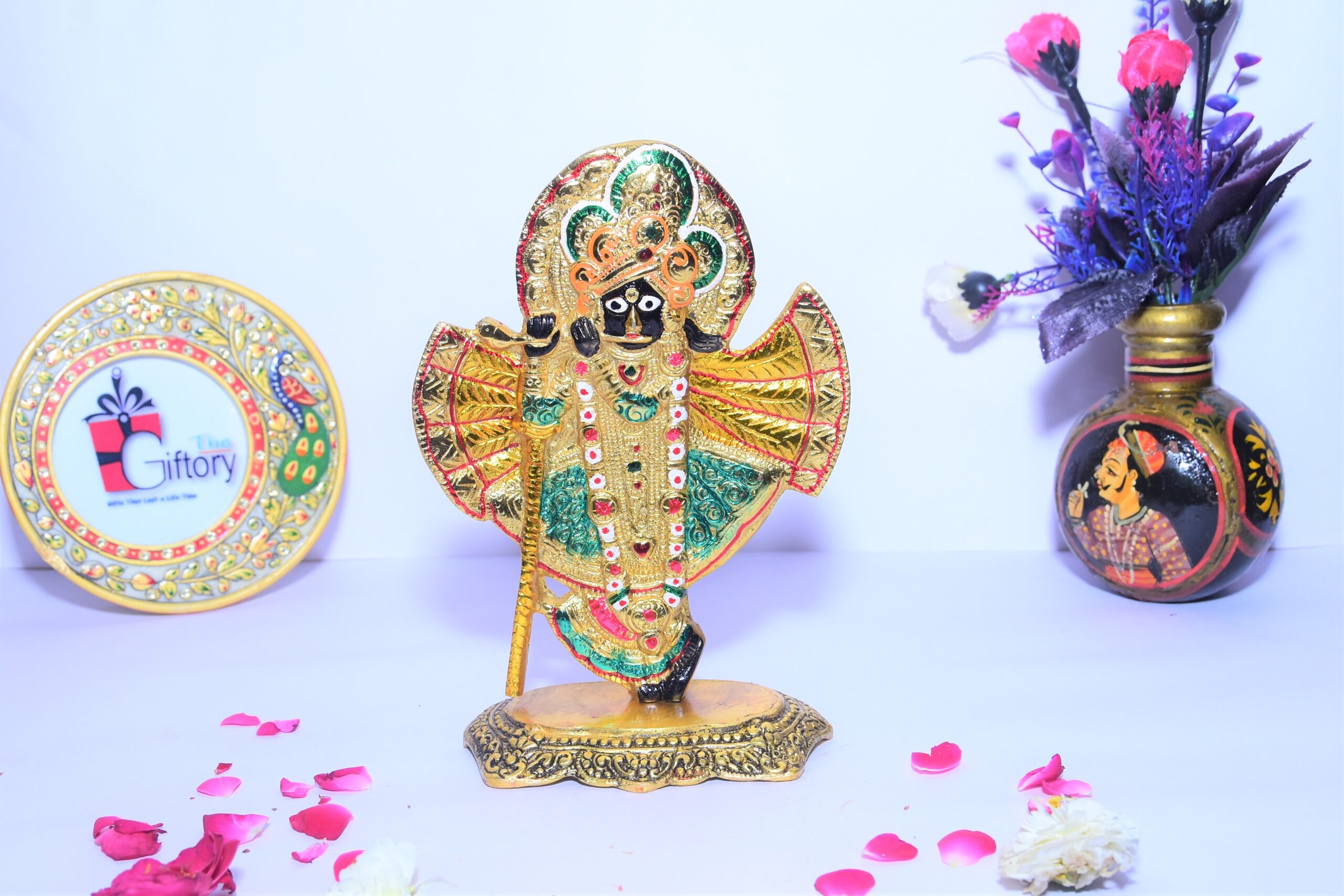 Golden Color Metal bakke Bihari Idol murti for Diwali puja Pooja Gift Gifting Home Office Decoration