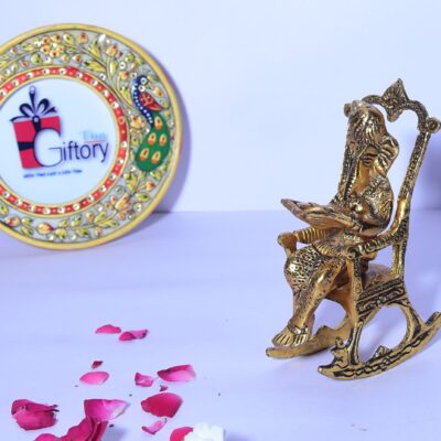 Lord Ganesha Reading Ramayana Statue Hindu God Ganesha Ganpati Sitting on Chair Idol Sculpture Home Office Gifts Decor