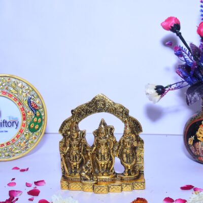 Metal Ram Darbar Statue Set for Home Temple Lord Ram Laxman Sita with Hanuman Religious Idol Murti