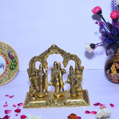 Metal Ram Darbar Statue Set for Home Temple Lord Ram Laxman Sita with Hanuman Religious Idol Murti