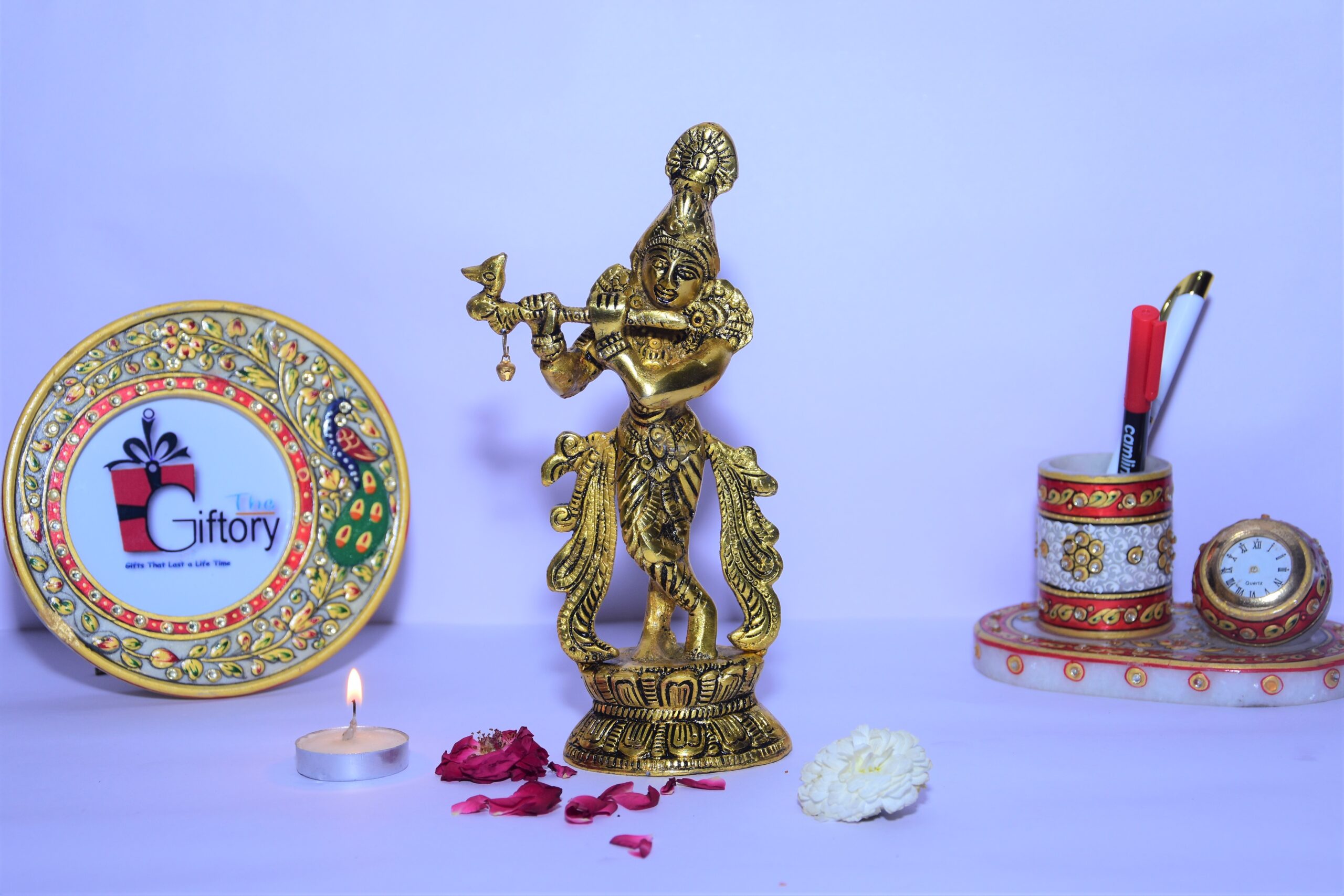 Decorative Standing Krishna Idol with Flute – Pure Metal Statue