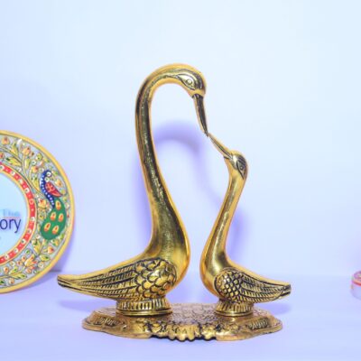Pair of Saras (Duck) Metal Golden showpiece Home Decoration