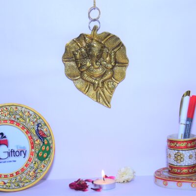 Home Decorative Ganesh Metal Wall Hanging Golden Color