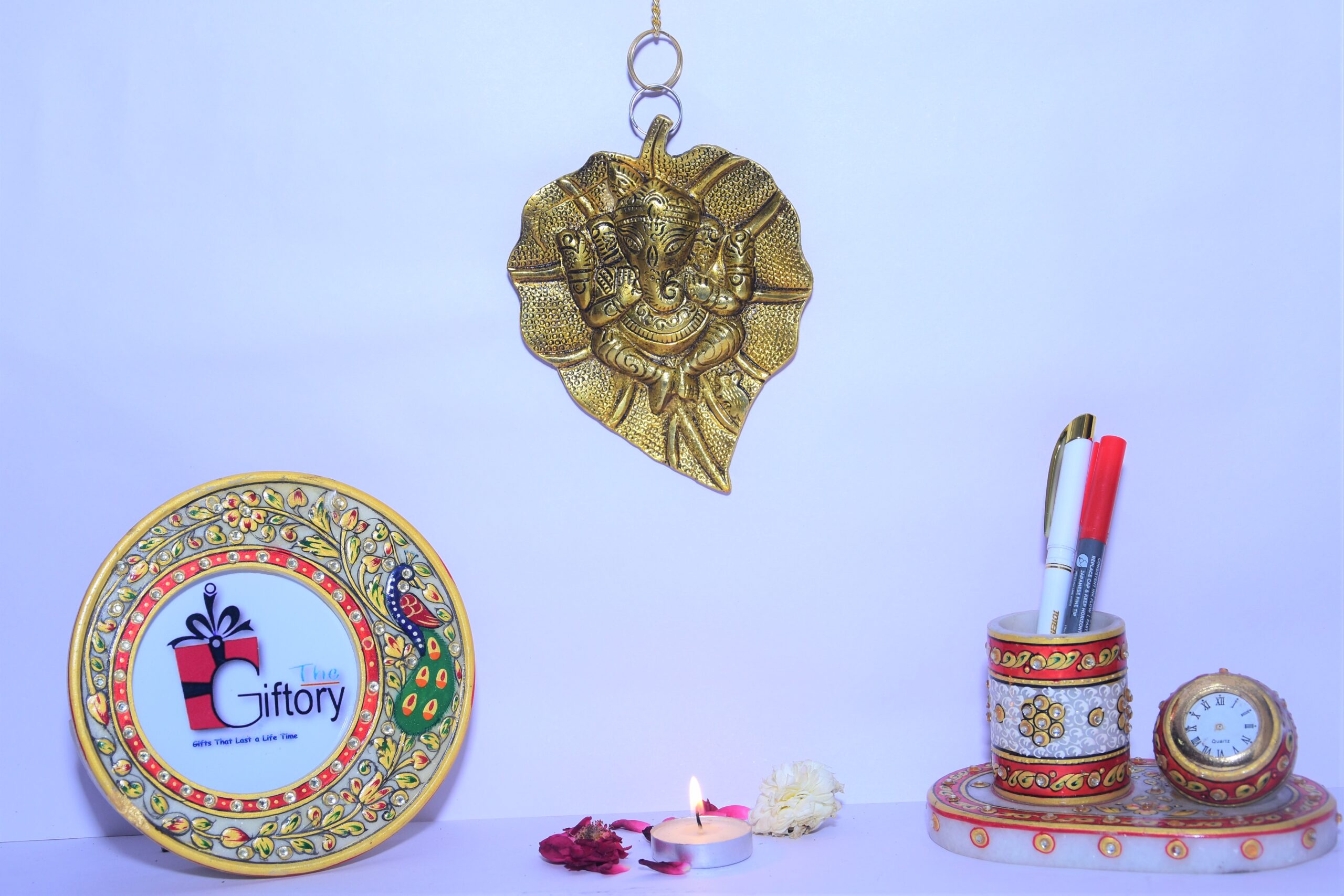 Home Decorative Ganesh Metal Wall Hanging Golden Color