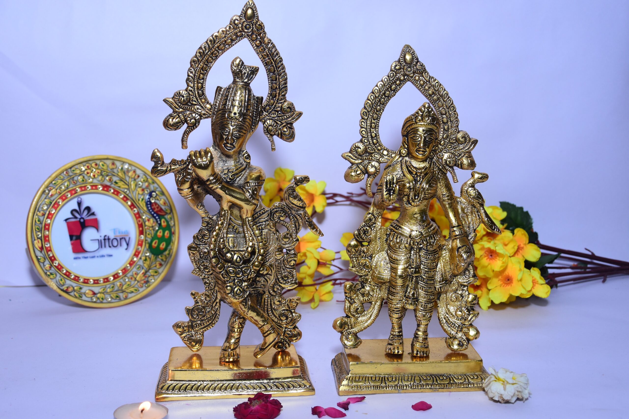 Metal Radha Krishna Standing Statue