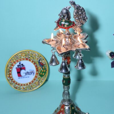 Peacock Multicolor Color (Diya Stand) with Base for Decoration & Gifts
