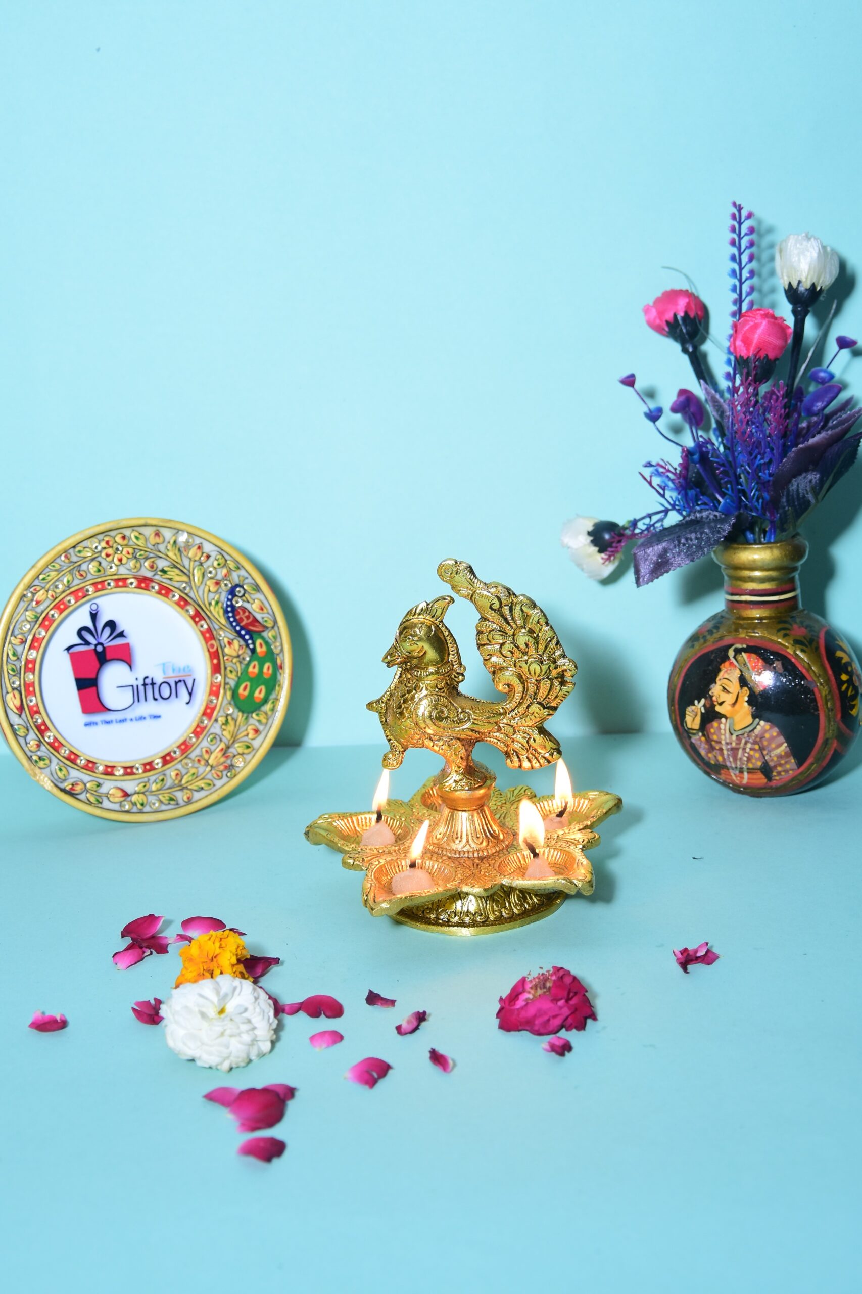 Panchmukhi Diya For Home Temple Peacock Diya Panchdeep Peacock Carving Diya Decorative Diya