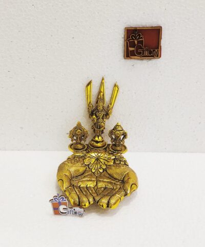 Premium Antique Gold Metal Tirupati Balaji Idol with Shankh Chakra on Divine Hands Stand for Home Temple Pooja Mandir Decor & Gifting (Pack of 1) By The Giftory