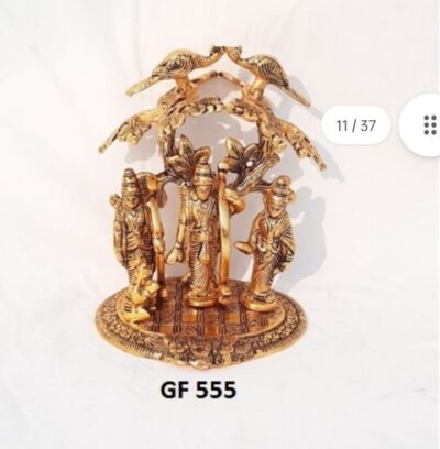 Premium Antique Gold Metal Ram Darbar Idol with Decorative Tree and Birds Arch for Home Temple Pooja Mandir Decor & Gifting (Pack of 1) By The Giftory