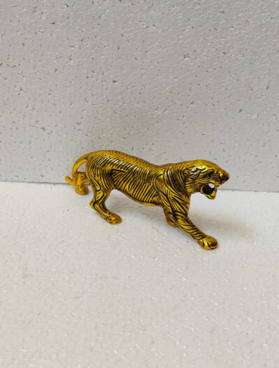 Premium Golden Metal Roaring Tiger Statue - Elegant Antique Finish Vastu Sher Figurine Showpiece for Office Desk, Living Room Decor & Festive Corporate Gifting By The Giftory